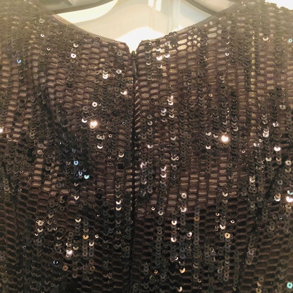 NWT Adrian Mattox black sequin medi dress - Picture 4 of 6